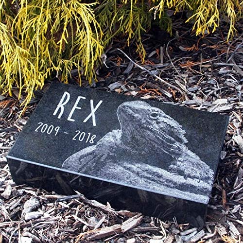 Black Granite Memorial Headstone for Lost Loved Ones, Dogs, Cats, and Family Pets. " Great for Your Garden, Tree Dedication, or in a Cemetery. Includes your personal photo and text. (12 x 8 x 2") | Includes photo and text for lost loved ones, dogs, cats,