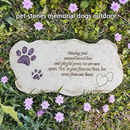 Shinning Paw Prints Pet Memorial Stones Headstones for Dogs or Cats, Resin Pet Grave Stone Plaques Tombstone Memorial Gifts Sympathy Gift for Loss of Dogs Outdoor
