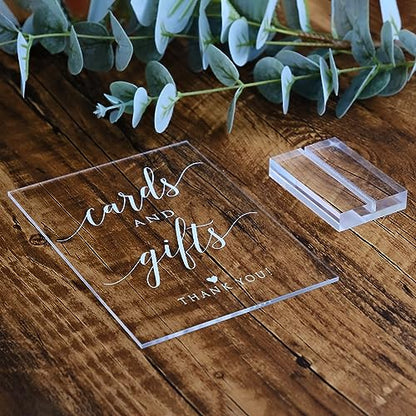 Acrylic Cards and Gifts Sign with Stands, 5"x7" Clear Acrylic Wedding Sign and Clear Stand, Wedding TableTop Sign for Wedding Reception Event Party (Cards and Gifts) - size: 5" x 7" Cards and Gifts Sign