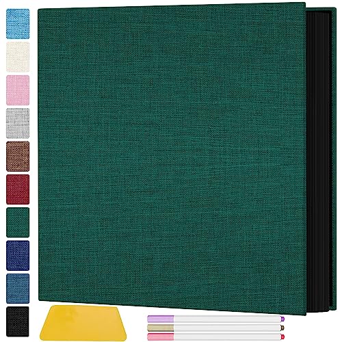 Zesthouse Photo Album Self Adhesive Pages, 60 Pages Magnetic Scrapbook Albums with Sticky Page, Photos Album Holds 8x10 & 5X7 & 4x6 & 6x8 & 3x5, Large Picture Book Ideal Gift for Family Wedding Baby - color: Dark Green, size: 11"x10.6"/Black 60 Pages