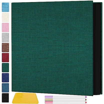 Zesthouse Photo Album Self Adhesive Pages, 60 Pages Magnetic Scrapbook Albums with Sticky Page, Photos Album Holds 8x10 & 5X7 & 4x6 & 6x8 & 3x5, Large Picture Book Ideal Gift for Family Wedding Baby - color: Dark Green, size: 11"x10.6"/Black 60 Pages
