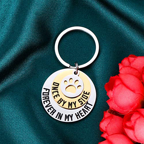 Dog Cat Pet Memorial Gifts Keychain for Pet Lover Remembrance Jewelry | Gifts for Loss of Pet Sympathy Condolences Dog Remembrance Gifts Men Women Pet Owner Once by My Side Keepsake Key Ring