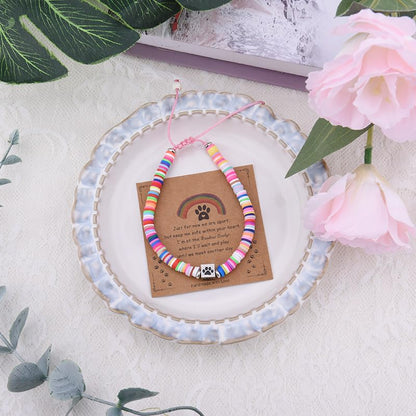 Xiyantiji Memorial Bracelet Gifts for Pet Loss Sympathy Gifts for Loss of Dog Cat Pet Owner Friends Rainbow Bridge Paw Print Bracelet