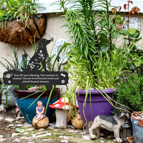 Rngmsi Dog Grave Marker 12 X 14.5 Inches Pet Memorial Garden Black Silhouette - style: Dog and Butterfy