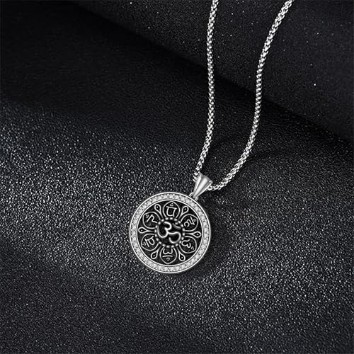 925 Sterling Silver Patron Saint Necklace Amulet Miraculous Medal Pendant Jewelry for Men Women with Friendship Talisman Travel Inspirational Gifts - color: black-H