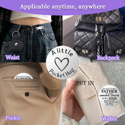 Pocket Hug Token for Women Mom Friend Birthday gifts for Her Him Long Distance Gifts for Men Dad Son Inspirational Keychain - color: Stepfather Dad