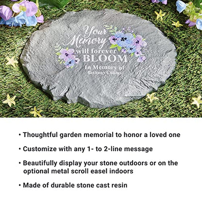 Let's Make Memories Personalized Sympathy Garden Stone - Memories Bloomed - Condolence & Memorial Gift - Customize with Message -11" Lx6 Wx3 D - style: Your Memory Will Forever Bloom