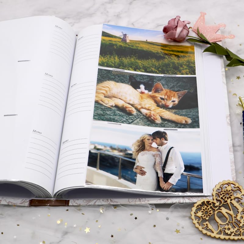 Holoary Photo Album 4x6 300 Photos 3 Pictures Per Page, Memo Writing Area for Each Pocket, with Photo Frame Window, 300 Pockets 4”x6”, Printed Book Cover Travel Design World Map Adventure Vacation - size: 300 Pockets