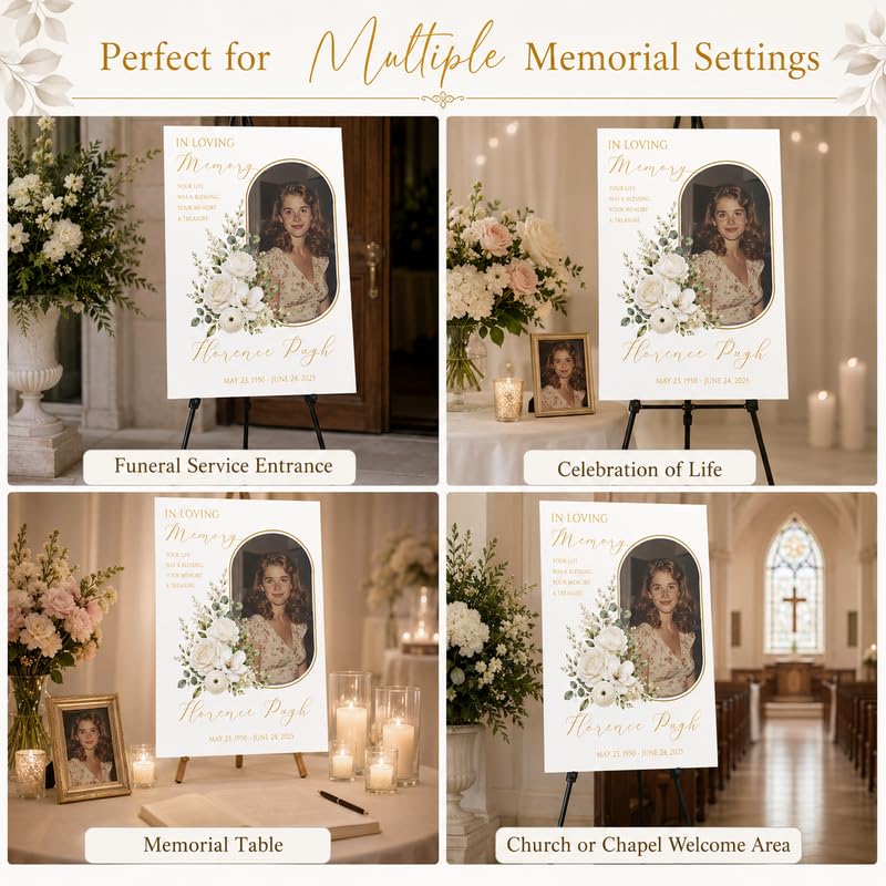 Personalized In Loving Memory Sign with Photo for Funeral Service - color: Design 5