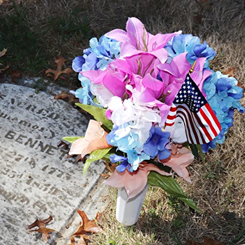 Memorial Floral Vases with Foam Included - (White, 6 Pack) | Outdoor In Ground Vases with Stakes, for Fresh and Artificial Flowers - size: 6-Pack