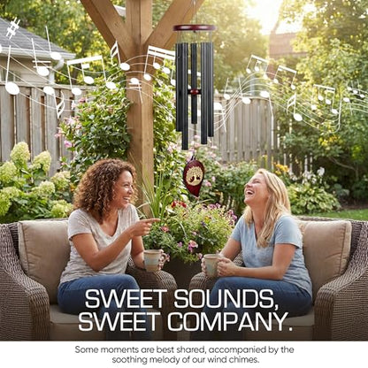 36" Memorial Wind Chimes for Outside, Double Sided Engraving Pendant, Deep Tone 6 Aluminum Tubes & Pine Wood, Sympathy Gift for Loss, Includes Acrylic Heart Plaque & a Letter from Heaven - color: Black Leaf Design