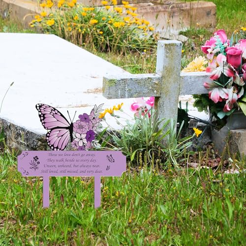 Rngmsi Metal Purple Butterfly Memorial Garden Grave Stake Loss Loved One | Metal Purple Butterfly Memorial, Loss Loved One, Cemetery Yard - style: Butterfly