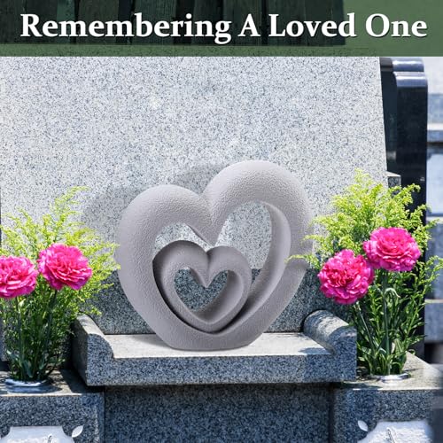 Suzile Nesting Heart Garden Sculpture Resin Outdoor Garden Statues 13.39 x 12.2 x 3.15 Inches Memorial Statues for Grave Cemetery Tombstone Patio Lawn Backyard Yard 4th of July Gift Decoration