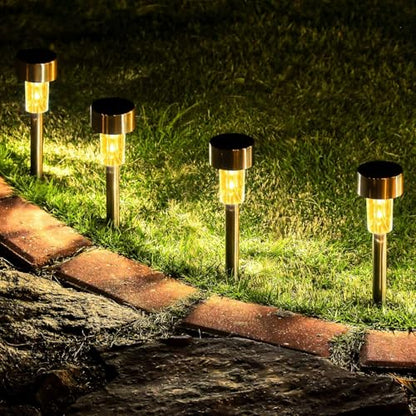 GIGALUMI 16 Pack Solar Lights Outdoor Waterproof, Stainless Steel - color: Warm White