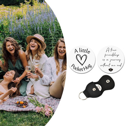 Best Friends Gifts for Women Men - Pocket Hug Keychain Friend Bff Bestie Birthday Christmas Gift Long Distance Relationship Gifts A True Friendship is A Journey Without An End Keychains Double Sided - color: A True Friendship