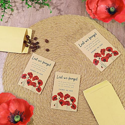 100 Pcs Poppy Memorial Day Envelopes/Mustard Seed of Faith Envelopes No Seed (Contemporary)