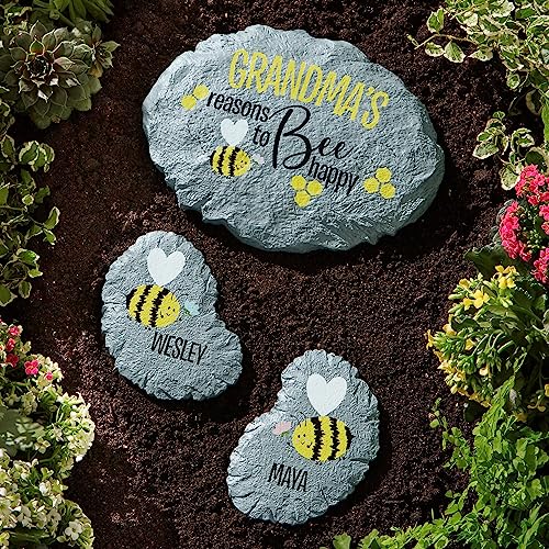 Let's Make Memories Personalized Reasons To Bee Happy Garden Stone - Large Garden Stone - 10" Diameter - color: Bee Happy, size: Large