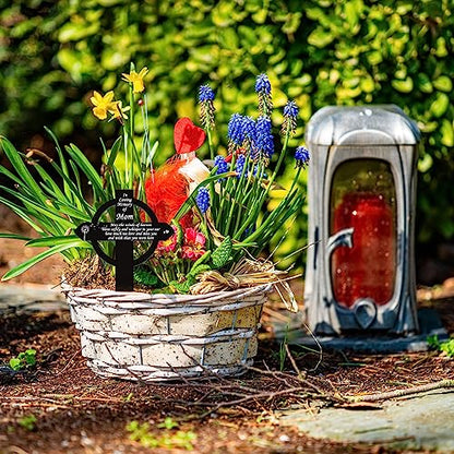 Buryeah Cross Memorial Stakes Grave Decorations for Cemetery Metal Plaque Markers Cross Plaques Sympathy Garden Stake Waterproof Garden Cemetery for Grave Yard (Mom) - style: Mom