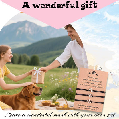 Dog Paw Bracelet Bereavement Gifts for Men Women Pet Memorial Bracelets for Loss of Cat Remembrance Gift Friendship Bracelets for 2 Friends Women Dog Sympathy Gift Cat Pet Lover Bracelet