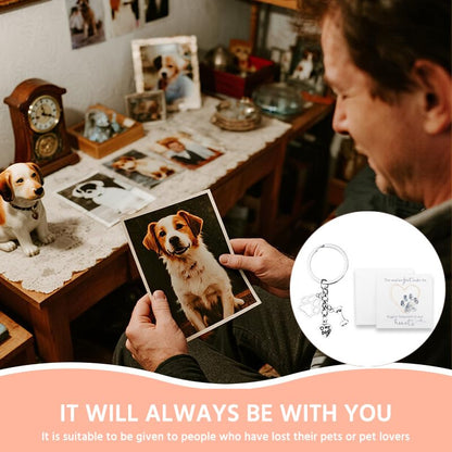 Loss of Dog Memorial Gifts Keychain for Dog Loss Key Chain for Pet Lover Pet Sympathy Gift for Dogs Cards Dogs Loss Bereavement Gifts for Women Men Pets Owners Paw Print Sympathy Keychain