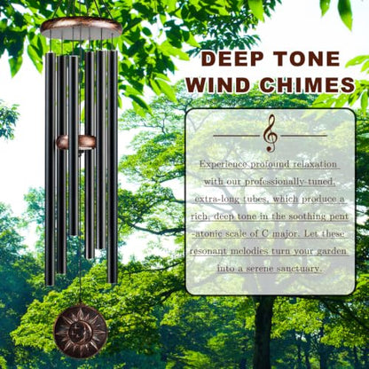 48" Large Wind Chimes for Outside, Sun Moon Star Outdoor Decor - size: 48" Sun Moon Star