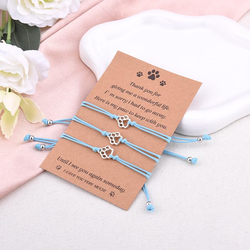 Pet Memorial Gifts Bracelets for Loss of Dog Cat Symapthy Gift for Dog Cat Lovers Passing Away Gifts Paw Print Bracelet - color: Blue