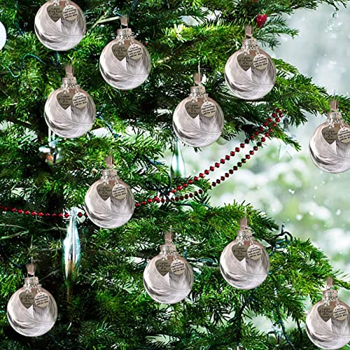 Clear Christmas Memorial Ornament Feather Ball, A Piece of My Heart is in Heaven Loss of Loved One Son Christmas Tree Hanging Sympathy Gift with Silk Ribbon & Red Gift Box - color: Son