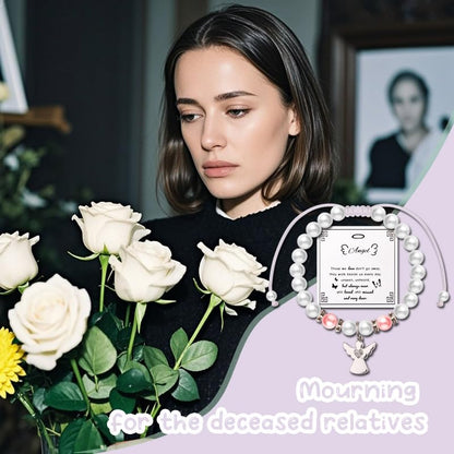ShiQiao Spl Memorial Sympathy Gifts Bracelets for Loss of Mom Dad Remembrance Bereavement Gifts for Women Inspirational Angel Bracelet