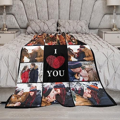 Artsadd I Love You Couples Custom Blanket with Photo Text - Personalized Picture Gifts for Boyfriend Girlfriend Wife Husband - Birthday Valentine Anniversary Wedding for Him Her Women Men -S - color: 1-dad-07