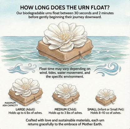 Cruise Approved Biodegradable Water Burial Urn, Lilac Flower, Large Adult