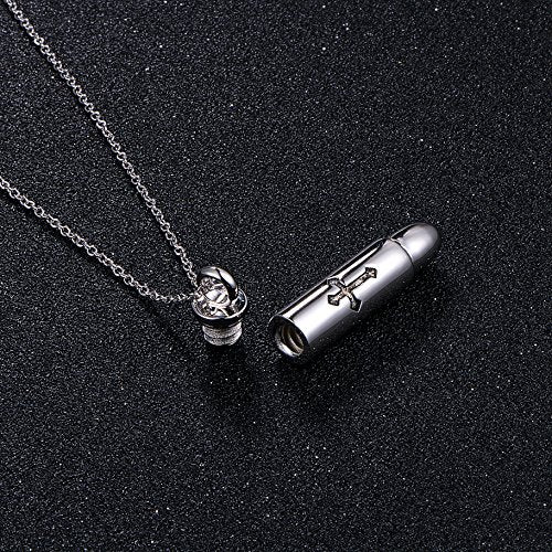 S925 Sterling Silver Urn Ashes Keepsake Cremation Memorial Necklace Jewelry - style: Cross