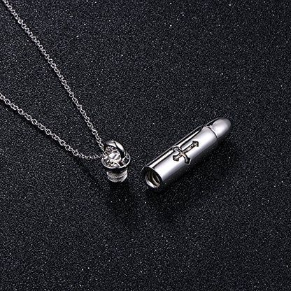S925 Sterling Silver Urn Ashes Keepsake Cremation Memorial Necklace Jewelry - style: Cross