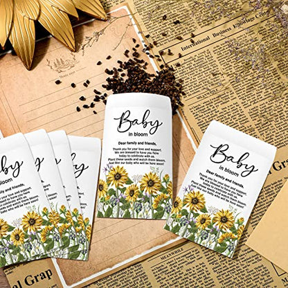 Fumete 100 Pcs Baby Shower Seed Packet Adhesive Envelopes, Sunflower - style: Sunflower