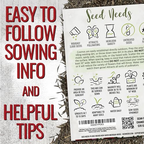 Seed Needs Flower Seeds Cosmos Original Crazy Mix (5 Bulk Packs) - size: 5 Packs, style: Crazy Cosmos Mix