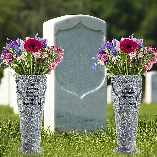 2 Pack Cemetery Grave Flower Vase, Angel Wings Vase with Ground Spikes for Fresh/Artificial Flowers, Gravestone Gravesite Headstone Cemetery Decorations, Memorial Gifts for Loss of Loved One - size: 2 Pack