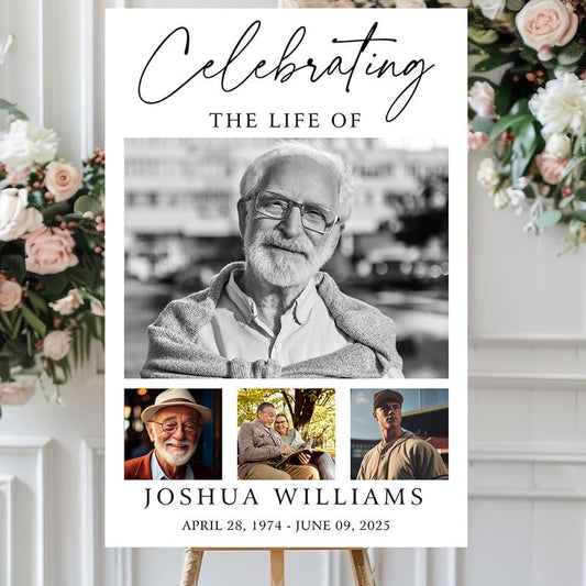 Personalized Funeral Welcome Signs, Celebration Of Life Yard Sign, Celebration of Life Decoration, Custom Memorial Sign, Minimalist Memorial Sign With Photo, Memory Signs For Funerals#12 - color: Design 12