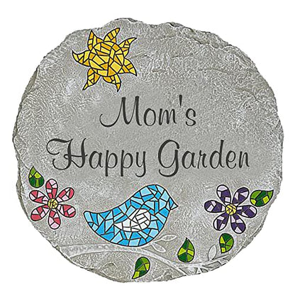 Let's Make Memories Personalized Mosaic Garden Stone - for Grandma, Mom - Large Stone - Personalize Message - style: Any Message - Large Round Bird Mosaic