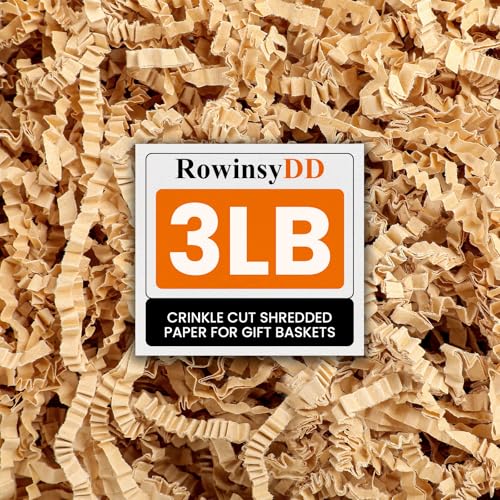 RowinsyDD 3LB Kraft Crinkle Paper Filler, Shredded Paper for Gift Baskets | Brown Crinkle Paper Filler Packaging Wrapping Cushion Stuffing Box Filler for Easter Christmas Wedding Birthday Bridesmaid - color: Kraft, size: 3LB