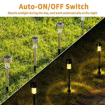 GIGALUMI Outdoor Waterproof Solar Pathway Lights, 12 Pack Warm White - color: Warm White, size: 12 PACK