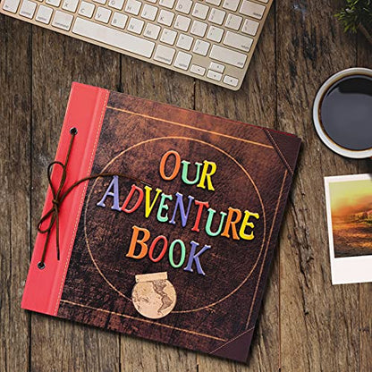 Scrapbook Photo Album, 12x12 Inch Our Adventure Book, 3D Embossed Words Hard Cover Movie Up Travel Album for Anniversary, Wedding, Baby Shower (Scrapbook-Letter) - color: Scrapbook-Letter