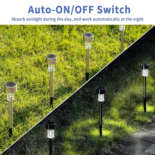 GIGALUMI Outdoor Waterproof Solar Pathway Lights, 20 Pack Cold White - color: Cold White, size: 20 PACK