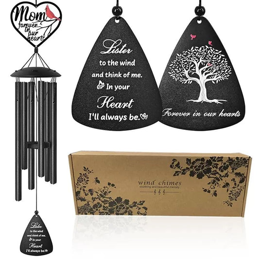 Memorial Wind Chimes for Outside, Memorial Wind Chimes for Loss of Loved One Prime, Bereavement/Sympathy-Hummingbird Wind Chime for, in Memory of Loved One Gifts (Black, 36) - size: 36