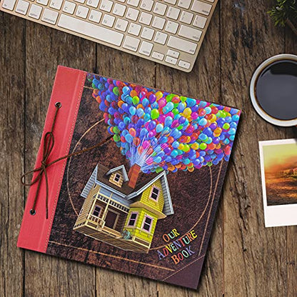 Scrapbook Photo Album, Our Adventure Scrap Book, 12 Inches by Inches Embossed Words Hard Cover Movie Up Travel Scrapbook for Anniversary, Wedding, Travelling, Baby Shower, etc (Scrapbook-Balloon) - color: Scrapbook-Balloon