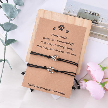 Sympathy Gift for Dog Cat Lover Pet Loss Sympathy Gift Bracelet for Pet Owners 2pcs Paw Print Bracelet Loss of Dog Cat Sympathy Gifts Bracelets