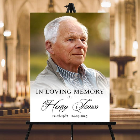 Personalized In Loving Memory Signs, Elegant Funeral Welcome Sign, Memorial Signs, Funeral Decorations, Celebration of Life Sign With Photo, Celebration Of Life Decoration - color: Style #2