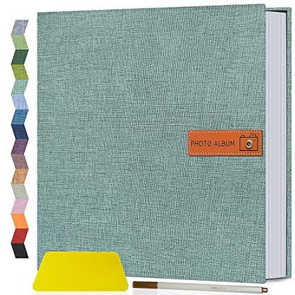 Popotop Large Photo Album Self Adhesive 4x6 5x7 8x10 Scrapbook Album DIY Picture Book,Gifts for Mom,Family Baby and Wedding,with Metal Pen and Plastic Board - color: Turquoise, size: 11.5"x10.6"40pages
