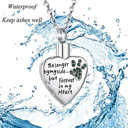 Fashion Pet Cremation Jewelry Stainess Steel Heart Keepsake Ashes Necklace Dog Cat Paw Memorial Urn Pendant - color: Gold