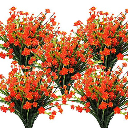 Grunyia 10 Bundles Artificial Daffodil Outdoors Flowers (Orange) - color: Orange-daffodil