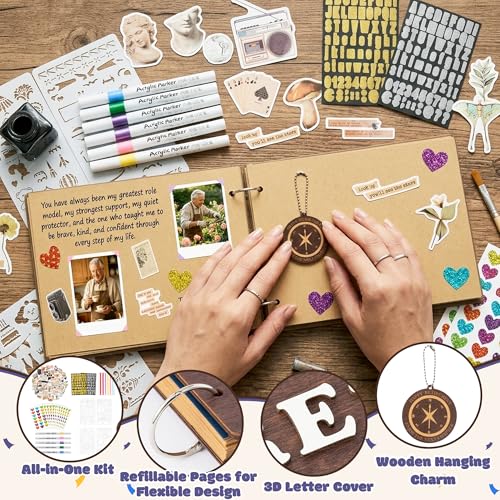 CY2SIDE Retirement Wooden Scrapbook Kit - 109PCS The Legend Has Retired Memory Book Gift for Men Women Coworker Teacher Parents, DIY Photo Book Keepsake Album for Retirement Party Farewell Celebration - style: Retirement