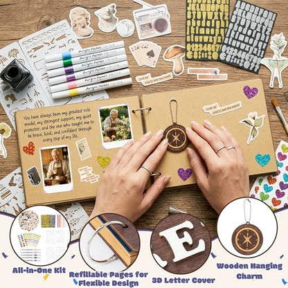 CY2SIDE Retirement Wooden Scrapbook Kit - 109PCS The Legend Has Retired Memory Book Gift for Men Women Coworker Teacher Parents, DIY Photo Book Keepsake Album for Retirement Party Farewell Celebration - style: Retirement